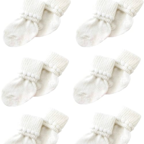 Newborn Baby Boy & Girl Socks by Nurses Choice - Includes 6 Pairs of Cotton Socks