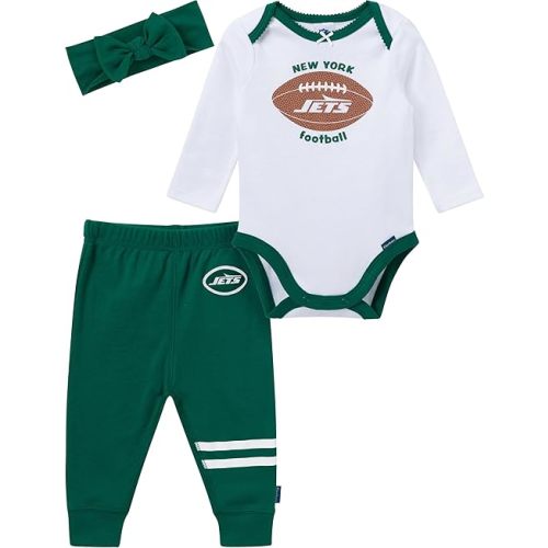 Gerber NFL baby-girls 3-piece Onesie Bodysuit, Pants & Headband Set