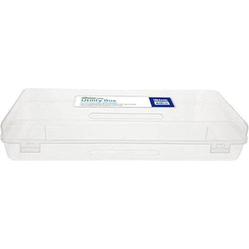 BAZIC Plastic Pencil Case, Ruler Length Large Utility Storage Box, Clear Color, Multi Purpose Organizer, 1-Pack