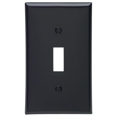 Leviton 1-Gang Toggle Device Switch Wallplate, Standard Size, Thermoplastic Nylon, Device Mount, 80701-E, Black