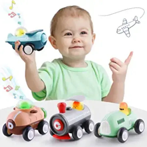 iPlay, iLearn Baby Car Toys W/ Lights Music, Toddler Push and Go Friction Powered Toy Set, Kids Electronic Submarines Vehicle Playset, Birthday Gift for 12 18 Month, 1 2 3 Years Old Boys Girls Infants