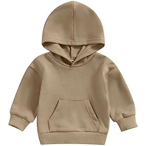 Toddler Baby Boy Girl Hoodies Solid Color Long Sleeve Kangaroo Pocket Hooded Sweatshirt Top Fall Winter Clothes