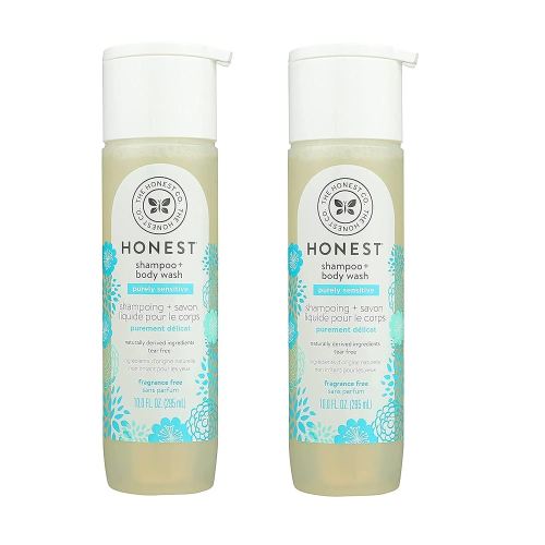 HONEST Purely Simple Fragrance-Free Shampoo + Body Wash | Tear-Free Baby Shampoo with Naturally Derived Ingredients | Sulfate- & Paraben-Free Baby Bath | 10 Fl Oz (Pack of 2)