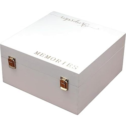 Keepsake Box for Memories, White Wooden Storage Box, Large Size