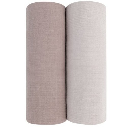Ely's & Co. Cotton Muslin Swaddle Blanket Pebble Grey & Simply Taupe 2 Pack