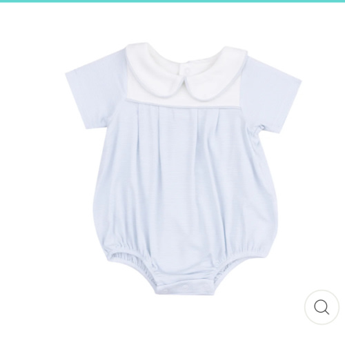 Classic Box Pleat Bubble - Stripe Classic Blue