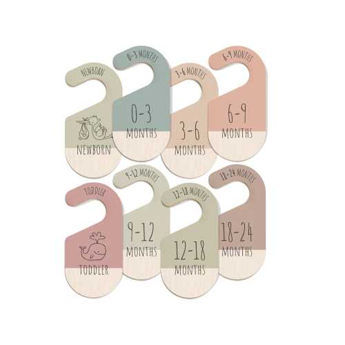 8 Wooden Baby Closet Dividers - Baby Clothes Organizer, Baby Organizer Size Dividers, Baby Clothes Dividers for Baby Nursery Organization