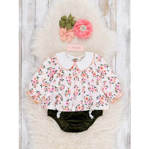 Velvet Blossom Floral Bloomers Outfit