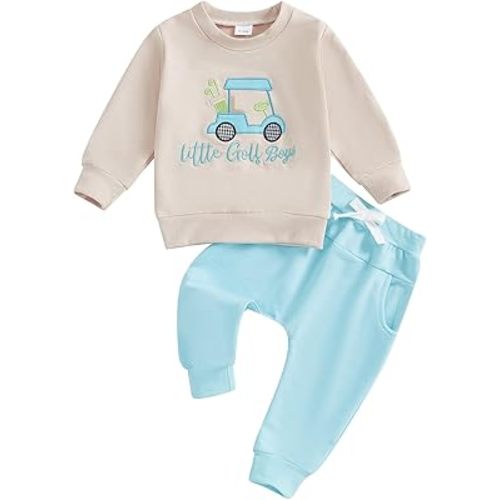 YINGISFITM Toddler Boy Girl Outfit Long Sleeve Golf Cart Sweatshirt + Jogger Pants Sets Baby Boys Girls Fall Winter Clothes