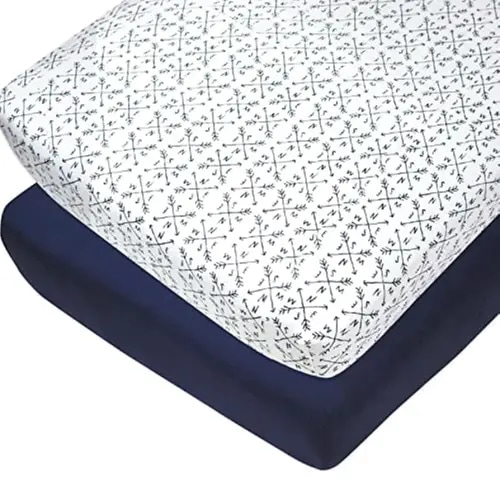 HonestBaby unisex baby Organic Cotton Changing Pad Covers (Set of Two) Winter Accessory Set, Compass/Navy, One Size US
