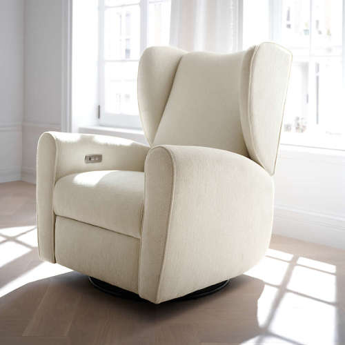Seesaw Cream Electronic Swivel Glider Power Recliner Nursery Chair