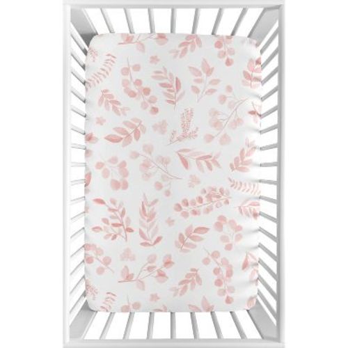 Sweet Jojo Designs Girl Baby Fitted Mini Crib Sheet Botanical Pink And White