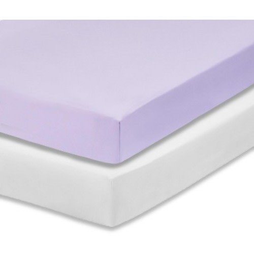 Everyday Kids 2-Pack Crib Sheets, Soft Microfiber, White & Lavender, Fits 28x52in Standard Mattress, Breathable & Machine Washable Baby Nursery Sheets