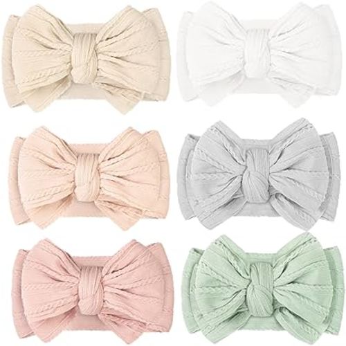 Yxiang 6PCS Super Stretchy Soft Baby Headband,Cute Big Bows Head Wrap Nylon Headband for Baby Girls Newborn Infant Toddlers