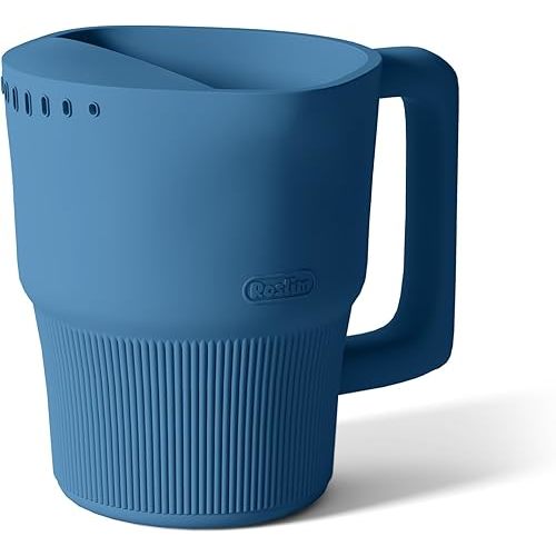 Roslim Silicone Baby Bath Rinse Cup - Shampoo & Body Washing Rinser for Kids & Toddlers, Lightweight Bath Cups for Rinsing Hair, Easy-Grip Handle, Ultra Soft Material (Ocean Blue)