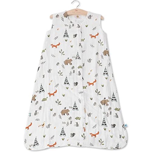 Little Unicorn – Forest Friends Cotton Muslin Sleep Bag | 100% Cotton | Super Soft and Lightweight | Baby | Size Small: 0-6 Months | Machine Washable | 1.1 TOG