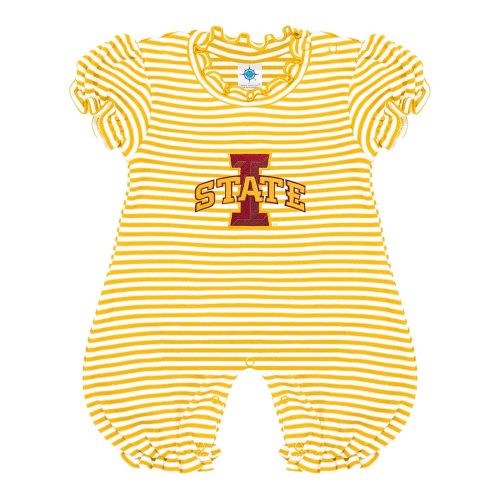Creative Knitwear College Baby Striped Puff Sleeve Romper - Team Logo, Many Colors, for Girls (Newborn-12 Months)