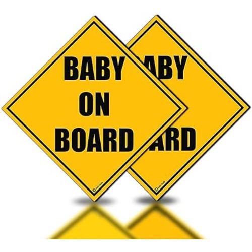 2 Pack of Baby on Board Reflective Magnetic Signs for Car - Best Safety Sign
