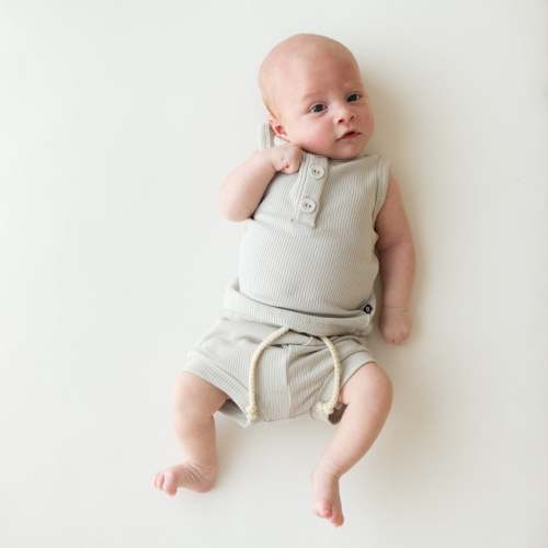 Kyte Baby | Bamboo Ribbed Henley Tank Set (Oat)