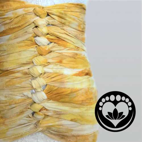Golden Yellow Artisan Bengkung Belly Binding Wrap, premium cotton muslin, FREE video tutorials, postpartum binder, natural postnatal care