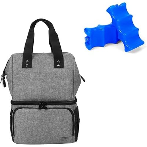 Luxja Breast Pump Bag with 2 Ice Packs for Breastmilk Storage Bundle, Gray