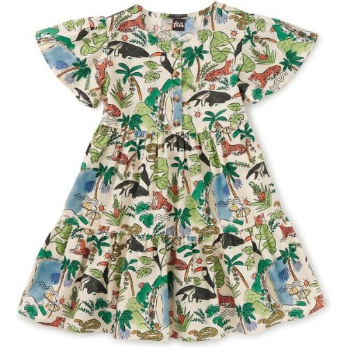 Tiered Woven Dress, Rio Animal Scenic - Tea Collection | Maisonette