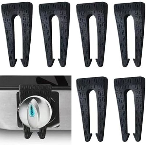 6 Pack Gas Stove Knob Locks, Silicone Oven Knob Locks for Baby and Pets Safety (Black)