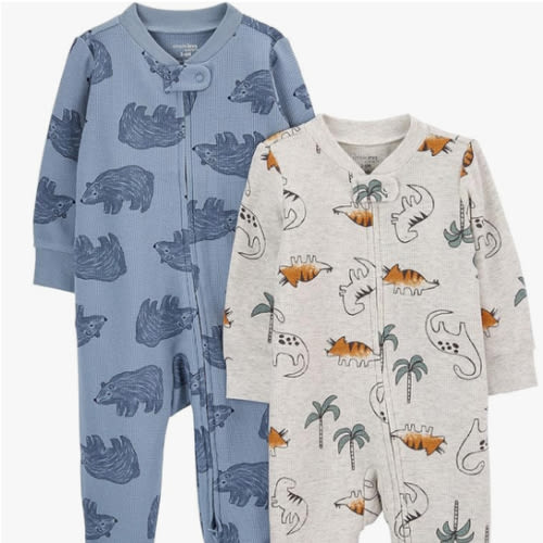 Simple Joys by Carter's Baby Boys' 2-Pack 2-Way Zip Cotton Footed Sleep and Play