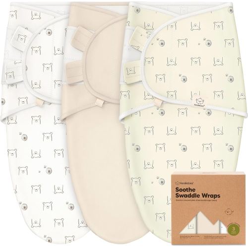 KeaBabies 3-Pack Organic Baby Swaddle Sleep Sacks - Swaddles for Newborns, Infant 0-3 Months, Baby Girls, Boys, Soft & Snug Newborn Sleep Sack, Nursery Swaddling Blankets (Bumble Bear)