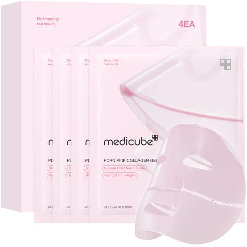 medicube Jelly Gel Mask with Salmon DNA PDRN Pink Collagen | Overnight Face Mask for Glass Glow Skin | Elasticity, Hydrating, Firming and Moisturizing | Korean Skincare, 28g x 4ea