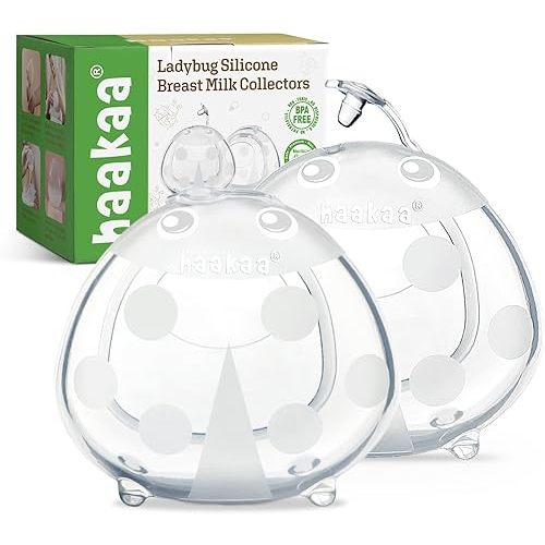 Haakaa Ladybug Milk Collector, Breast Shells Nursing Cup, Silicone Breast Milk Collector, Milk Savers for Breastfeeding, Nipple Shells Protect Sore Nipples Extra-Soft and Reusable (2 Pack, 75ml)