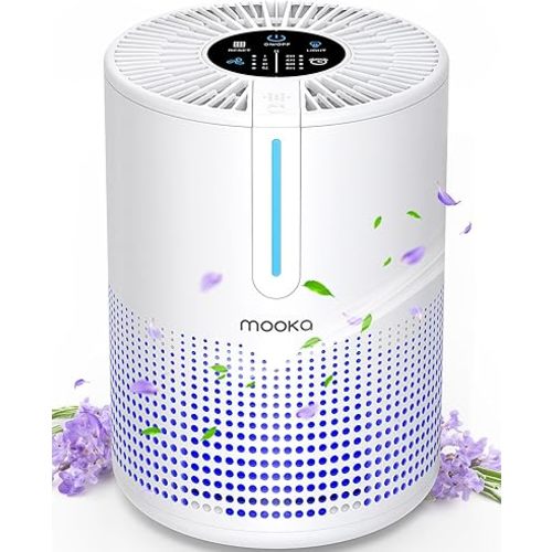 Air Purifiers for Bedroom Home 430 Sq.Ft, MOOKA H13 HEPA Filter Small Portable Air Purifier with USB Cable Fragrance Sponge for Smokers Pollen Pets Dust Odors, Desktop Air Cleaner for Car RV, M01