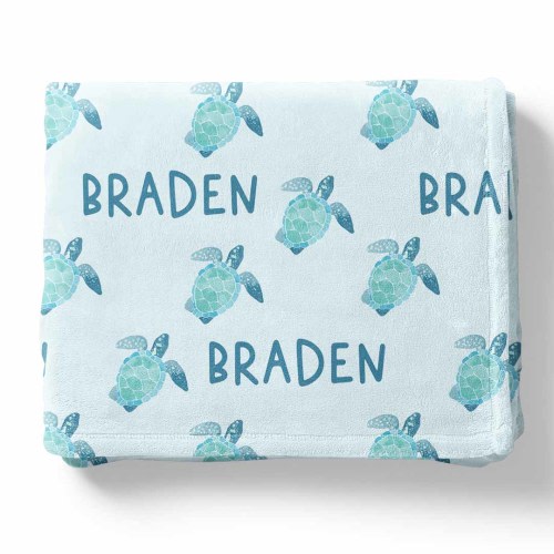 Tropical Turtles Personalized Kids Blanket