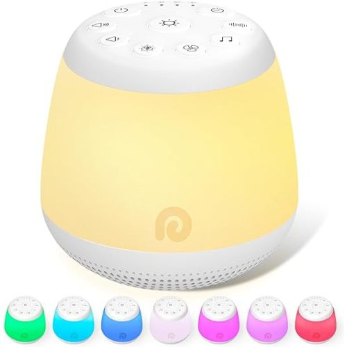 Dreamegg White Noise Machine - Portable Sound Machine Baby for Sleeping with 8 Adjustable Night Light, 24 Sleep Sounds for Baby Kids Adults, Timers & Memory Function Portable for Home Travel