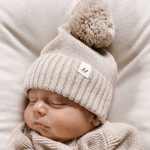 Luna + Luca Pom Beanie - Heather Beige