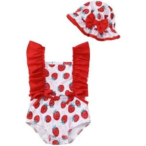 Newborn Baby Girl Swimsuit Toddler Bathing Suit One Piece Ruffle Short Sleeve Baby Swim Suit Infant Swimwear