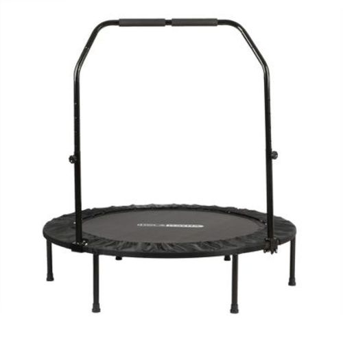 Holahatha Portable Foldable Mini Trampoline Fitness Rebounder With 5 Level Adjustable Handle, Supports Up To 440 Pounds, 48-inch, Black