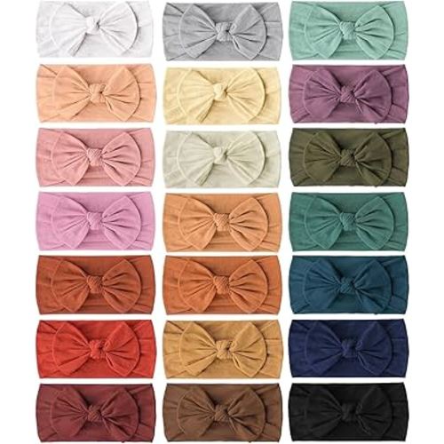 Prohouse 21PCS Baby Nylon Headbands Hairbands Hair Bow Elastics for Baby Girls Newborn Infant Toddlers Kids