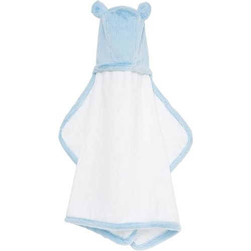 Little Giraffe Luxe Baby Towel with Ears, 24" x 41", Blue