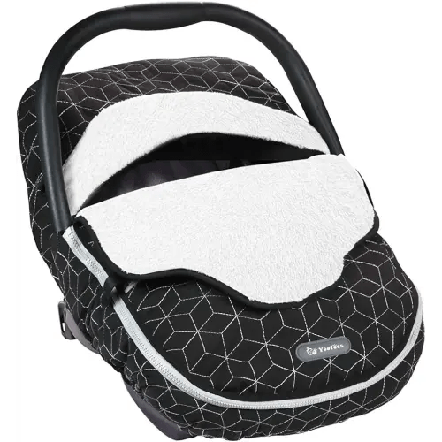 Yoofoss Baby Car Seat Cover Winter Carseat Canopies Cover to Protect Baby from Cold Wind, Super Warm Plush Fleece Baby Carrier Cover for Infant Boys Girls (Black)