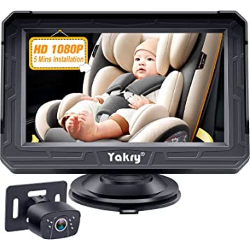 Yakry Baby Car Camera Mirror - 360° Rotation HD 1080P with Display Carseat Mirrors Rear Facing Infant Crystal Night Vision & 150° Wide View - 5 Mins Easy to Install Y60