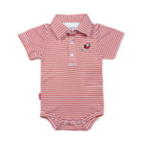 UGA Striped Polo Snap-Bottom One Piece