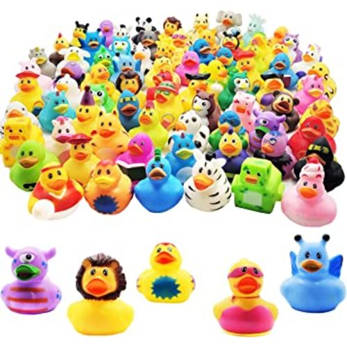 Assortment Rubber Duck Toy Duckies for Kids, Bath Birthday Gifts Baby Showers Classroom Incentives, Summer Beach and Pool Activity, 2" (12-Pack)