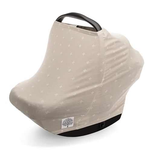 Parker Baby 4 in 1 Car Seat Cover for Girls and Boys - Stretchy Carseat Canopy, Nursing Cover, Grocery Cart Cover, High Chair Cover - "Desert"