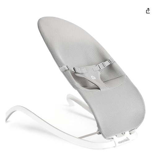 Munchkin Spring Baby Bouncer and Rocker Seat, 2-in-1 Design, Portable and Lightweight with 3 Recline Positions, Grey