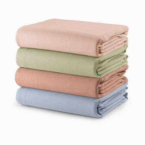 Comfy Cubs Muslin Swaddle Blankets Set (4 Pack) - Pacific, Cedar, Sage, Blush