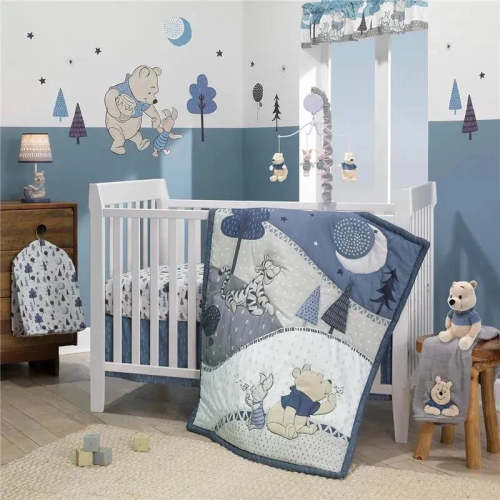 Lambs & Ivy - 3Pk Disney Forever Pooh Baby Crib Bedding Set, Blue