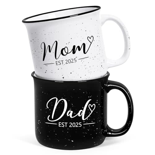 Maustic Mom and Dad Mugs, New Parents Gifts for Couples, New Mom and Dad Gifts for Expecting First Time Parents, 15 Oz