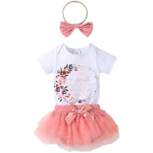 QITUDATEY Tutu Dress Floral Short Sleeve Newborn Romper Baby Girl Summer Clothes 0-18 Months Pink, Baby Girl Bow Outfit