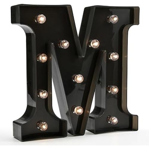 OYCBUZO Light Up Black Alphabet Marquee Letters Sign LED Marquee Number Lights Sign for Night Light Home Bar Christmas Party Lamp Wedding Birthday Decoration M